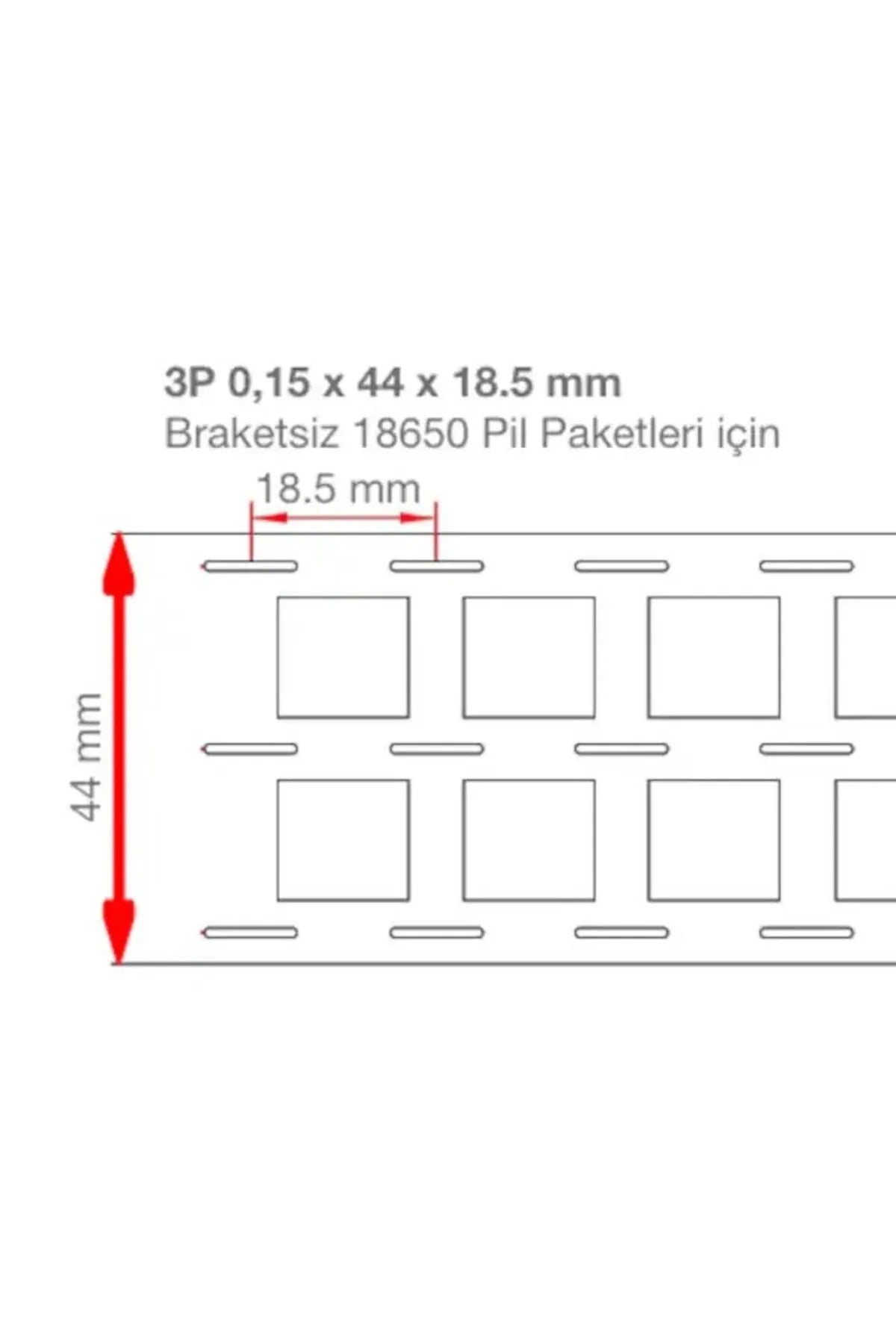 3P Nikel Kaplama 18650 Pil Punto Şerit (44x18.5x0.15mm) Braketsiz Paketlere Uygun