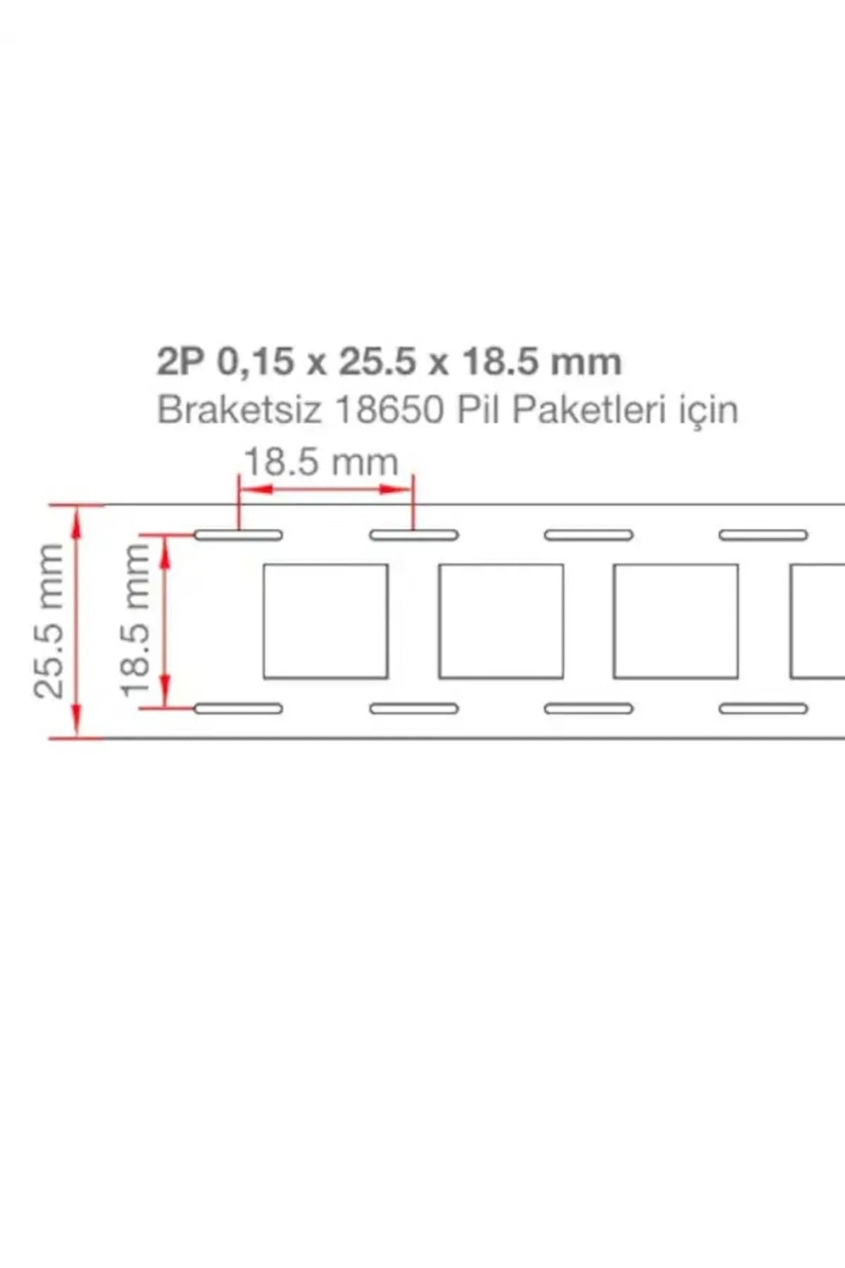 2P Nikel Kaplama 18650 Pil Punto Şerit (25.5x18.5x0.15mm) Braketsiz Paketlere Uygun