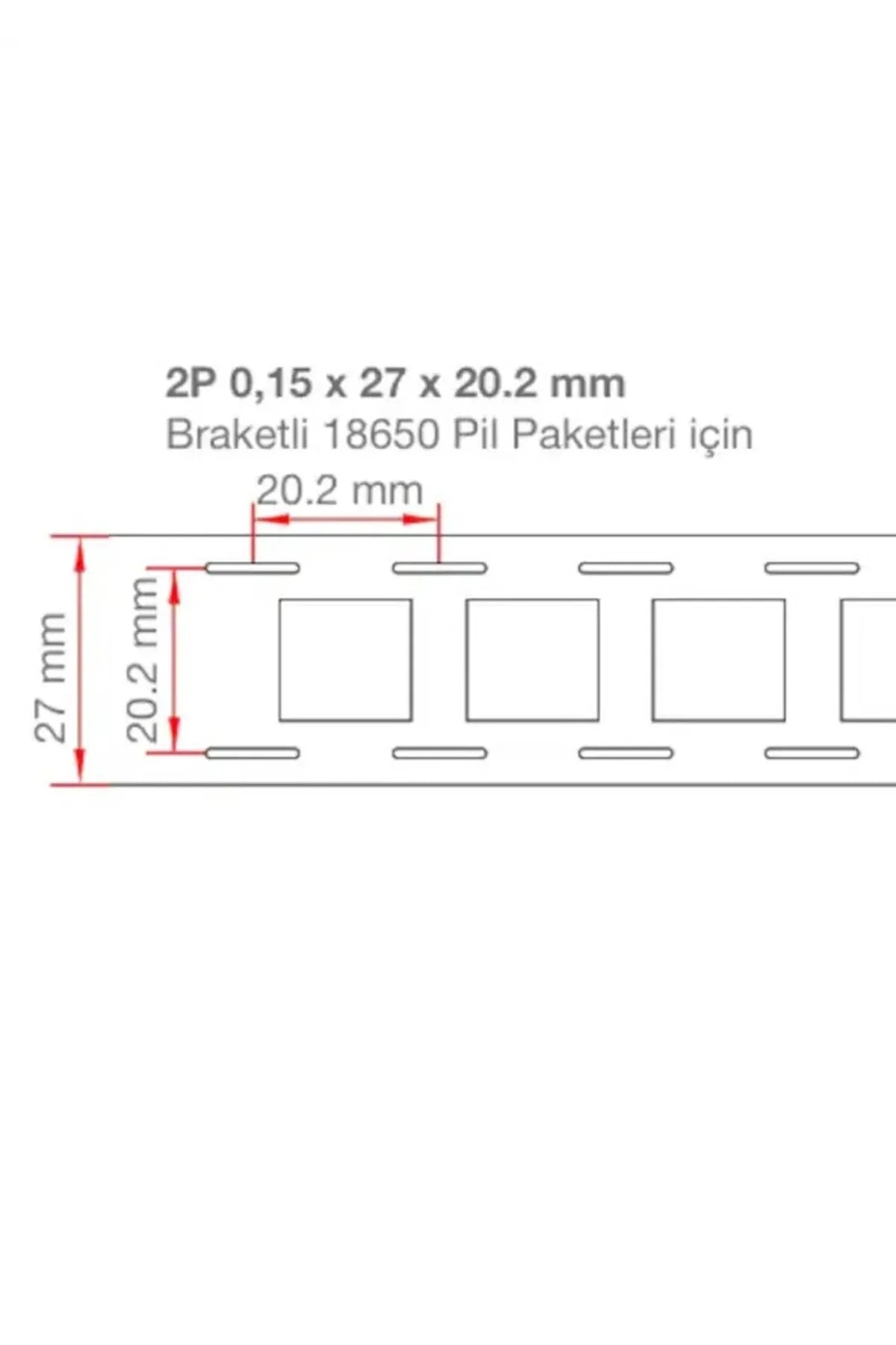 2P Nikel Kaplama 18650 Pil Punto Şerit (27x20.2x0.15mm) Braketli Paketlere Uygun
