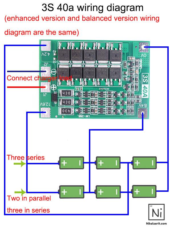 3S 40A (12.6V) BMS Balanslı Li-ion Pil Şarj Koruma Devresi
