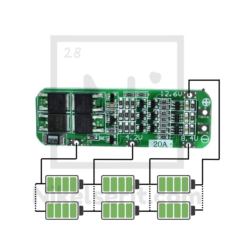 3S 20A (12.6V) BMS Li-ion Pil Şarj Koruma Devresi