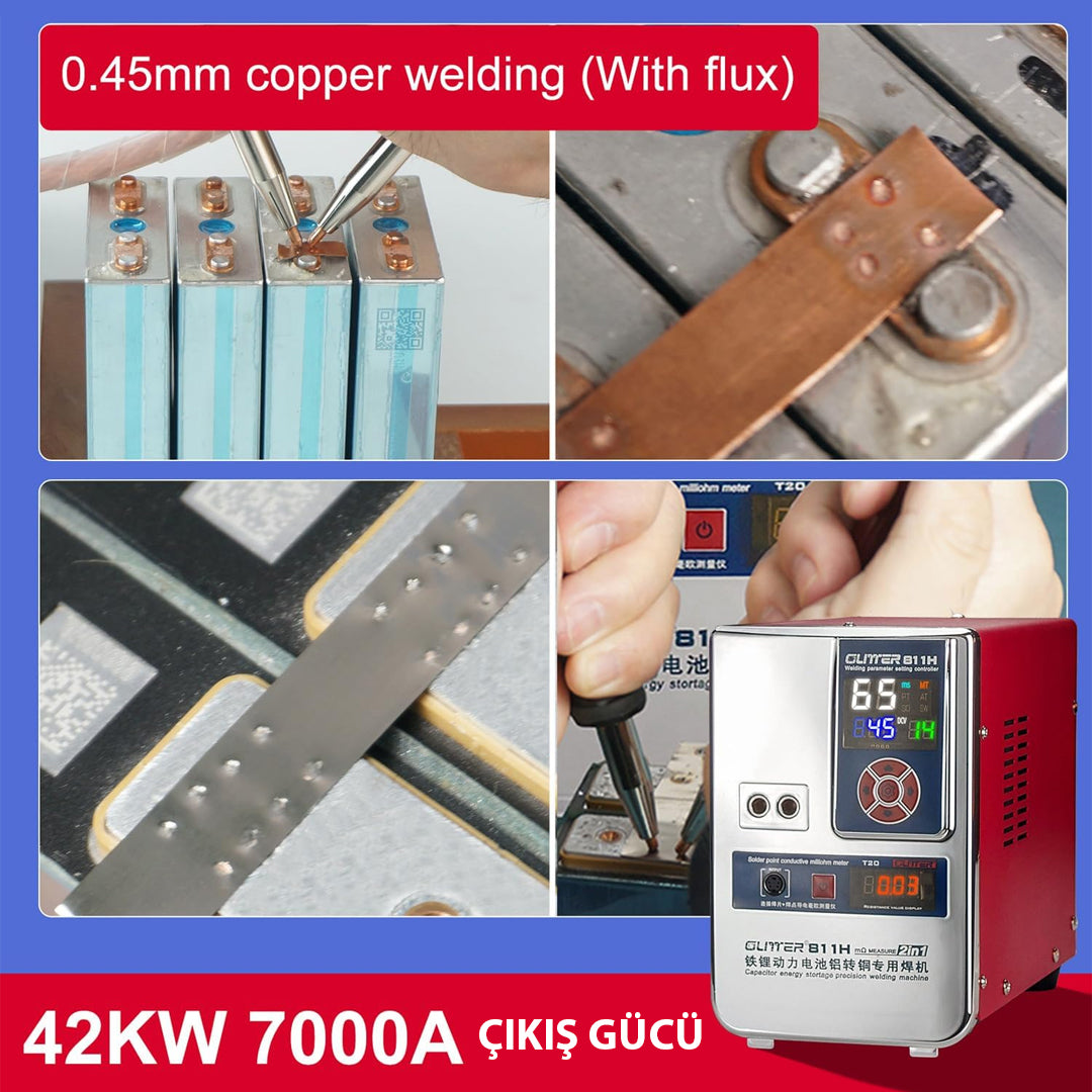Glitter 811H Şarjlı Pil Profesyonel Bakır - Nikel Punta Kaynak Makinesi 36KW/42KW Aralığı 7000A