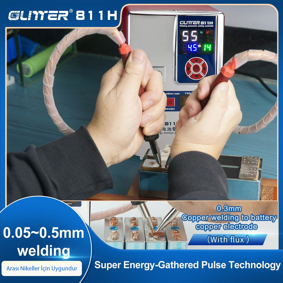 Glitter 811H Şarjlı Pil Profesyonel Bakır - Nikel Punta Kaynak Makinesi 36KW/42KW Aralığı 7000A