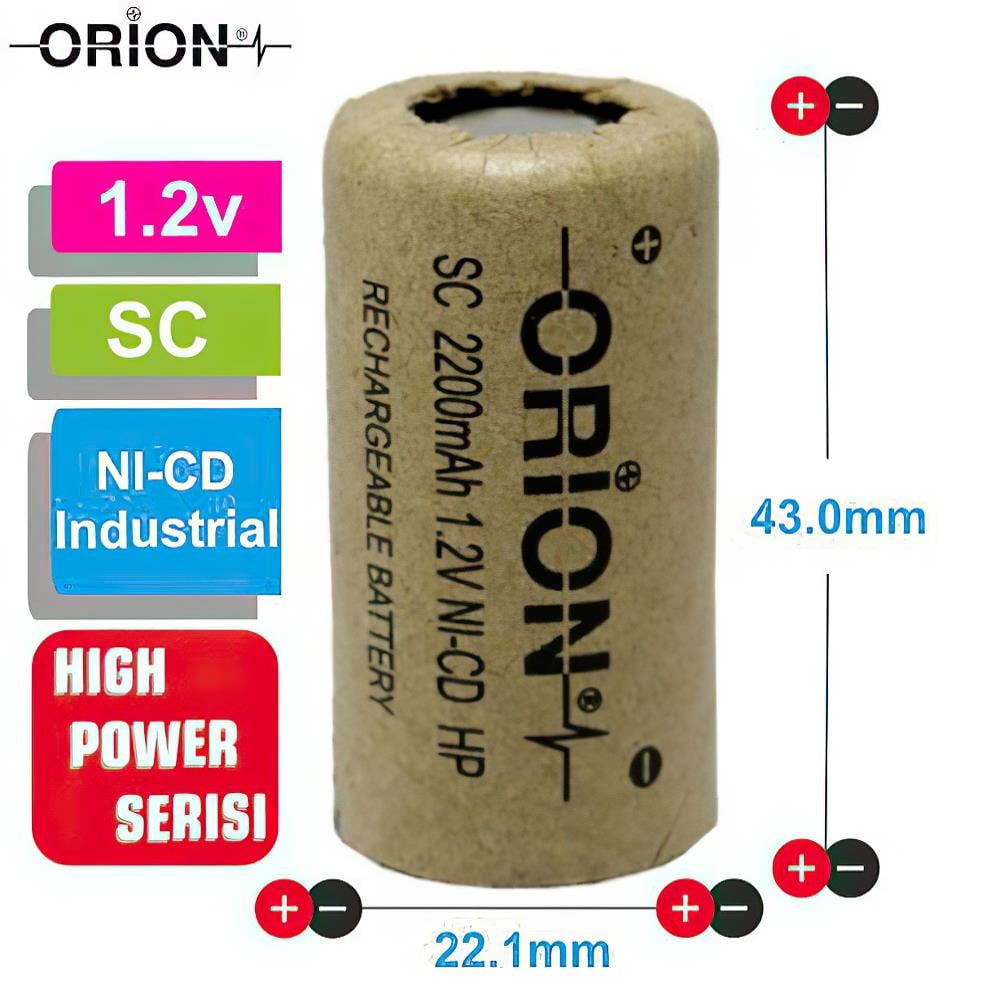 Orion 1.2V Ni-Cd SC 2200 mAh 10C Pil High Power Serisi