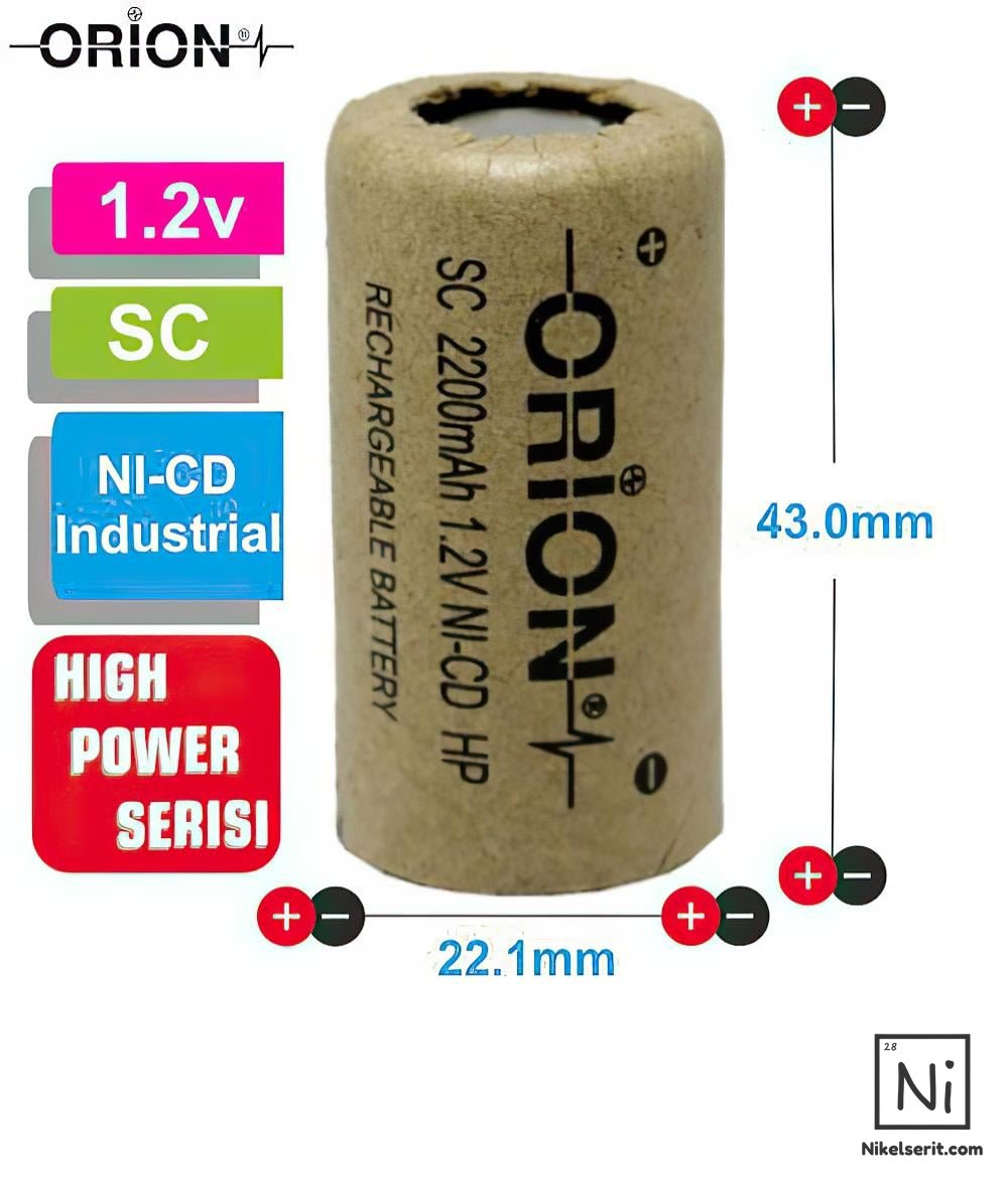 Orion 1.2V Ni-Cd SC 2200 mAh 10C Pil High Power Serisi