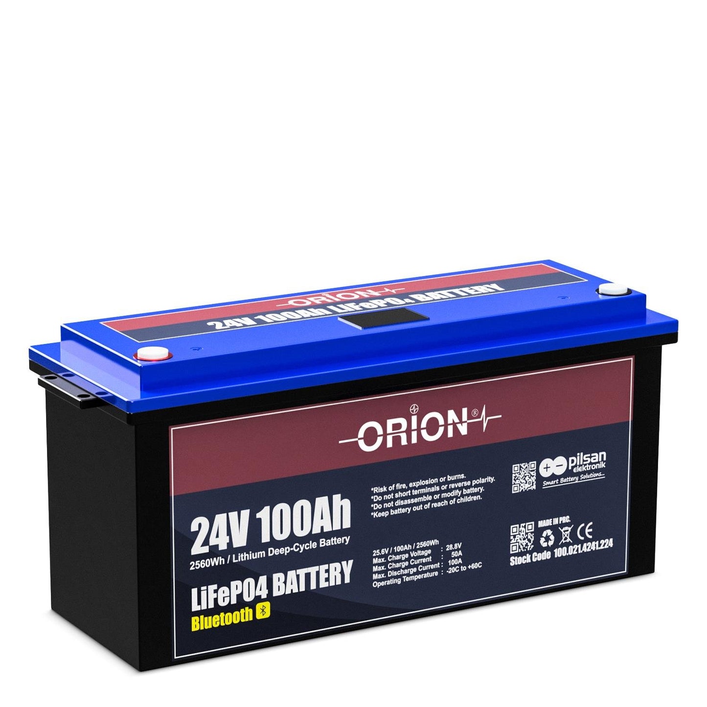 Orion LiFePO4 24V 100Ah Smart Akü Bluetooth Ekranlı