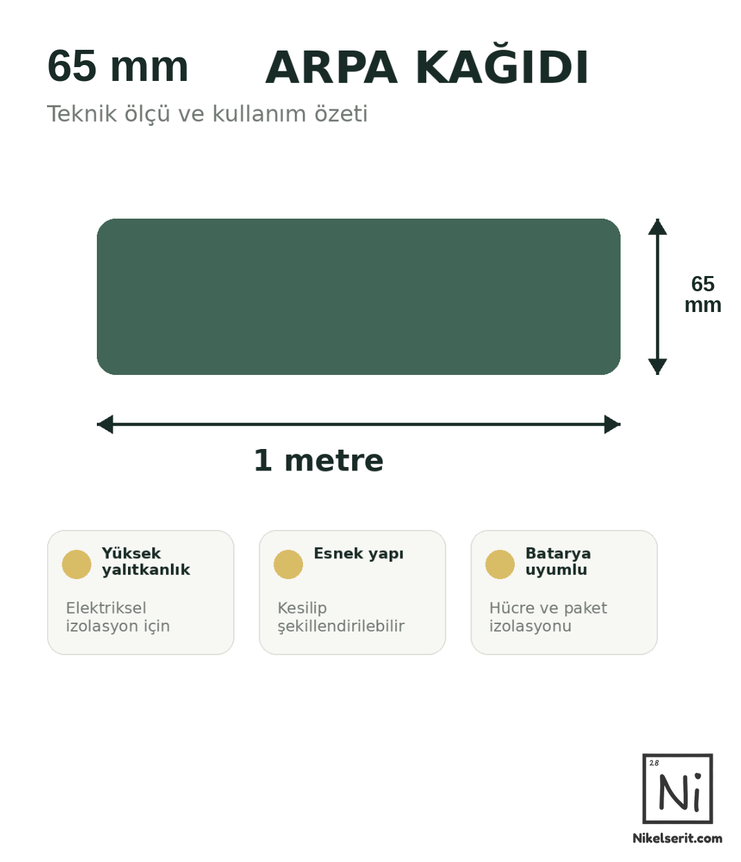 65 mm arpa kağıdı teknik ölçü ve kullanım özeti - 1 metre