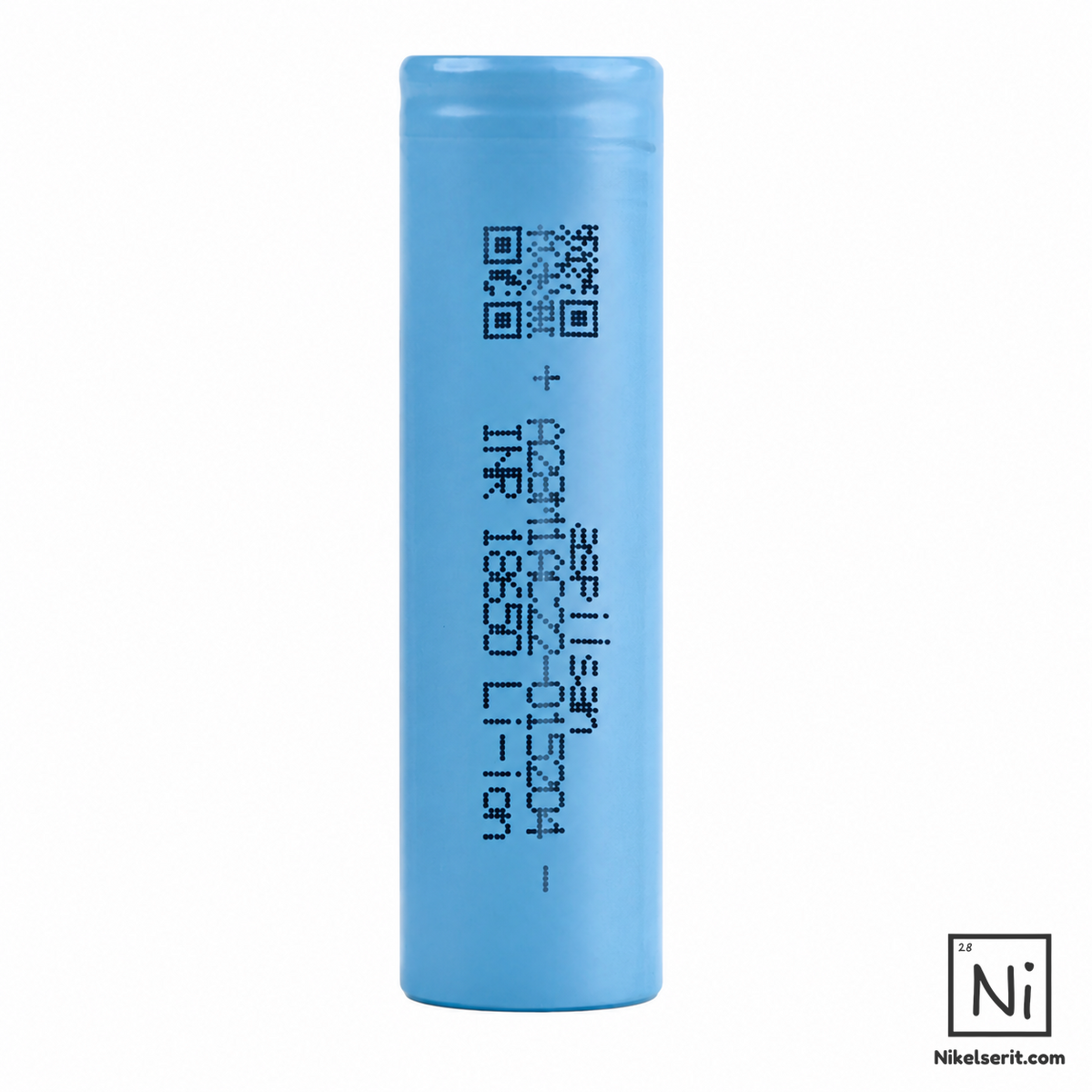 Beyaz arka planda tek ASPİLSAN 18650 Li-ion pil