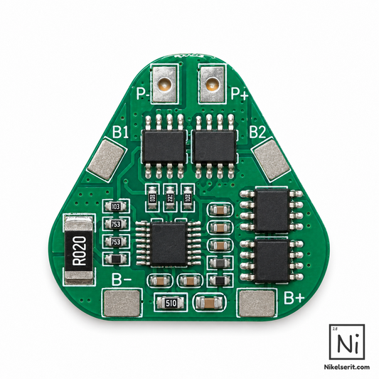 HX-3S-03 3S 8A üçgen Li-ion BMS, ön yüz ve pil bağlantı noktaları
