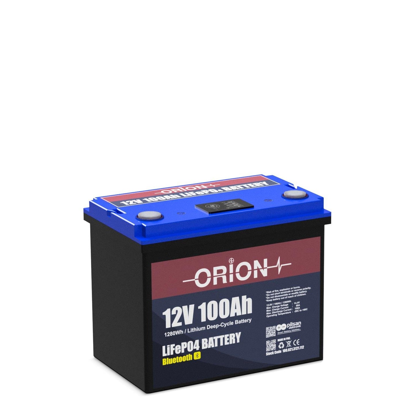 Orion LiFePO4 12V 100Ah Smart Akü Bluetooth Ekranlı